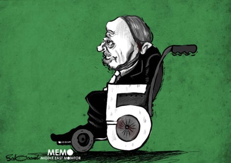 Algerians protest president’s bid for 5th term - Cartoon [Mohammad Sabaaneh/Middle East Monitor]