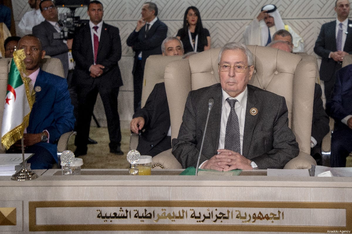 Algeria's Abdelkader Bensalah attends the opening session of the 30th Arab League Summit in Tunis, Tunisia on 31 March 2019 [Yassine Gaidi/Anadolu Agency]