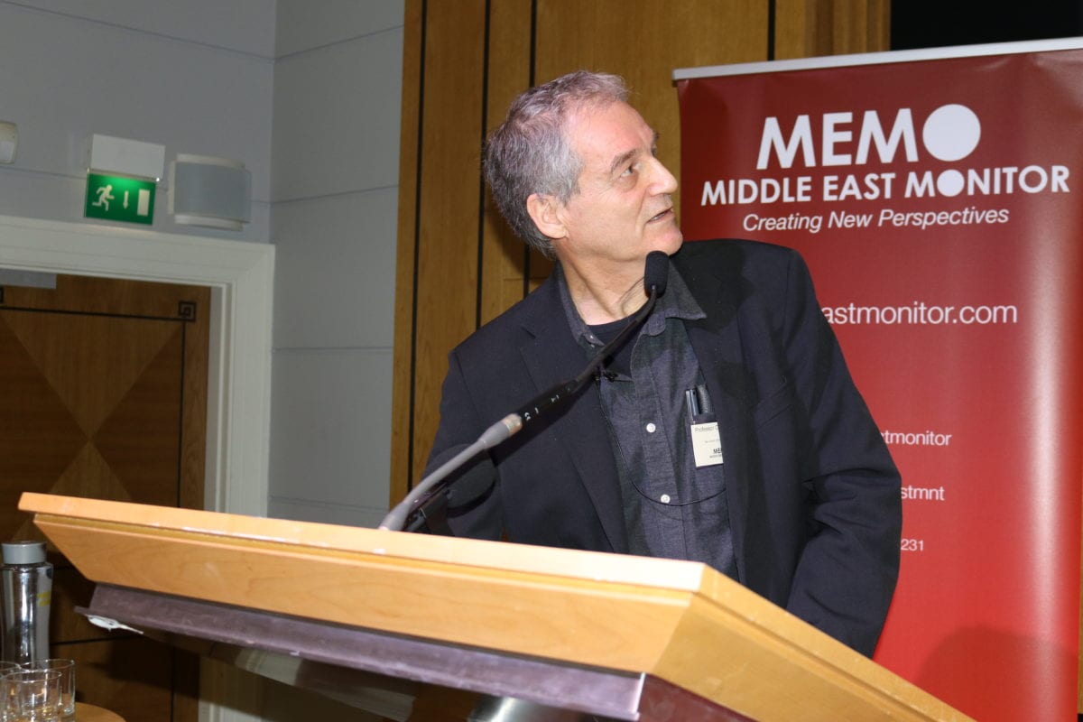 Professor Oren Yiftachel at MEMO’s ‘Present Absentees: Palestinian Citizens of Israel & the Nation-State Law’ conference held in London on April 27, 2019 [Middle East Monitor]