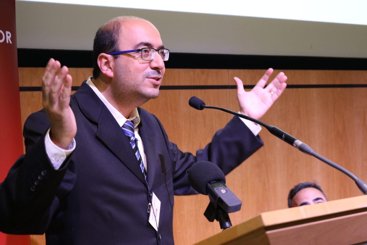 Sami Abu Shehadeh addresses MEMO’s ‘Present Absentees: Palestinian Citizens of Israel & the Nation-State Law’ conference held in London on April 27, 2019 [Middle East Monitor]
