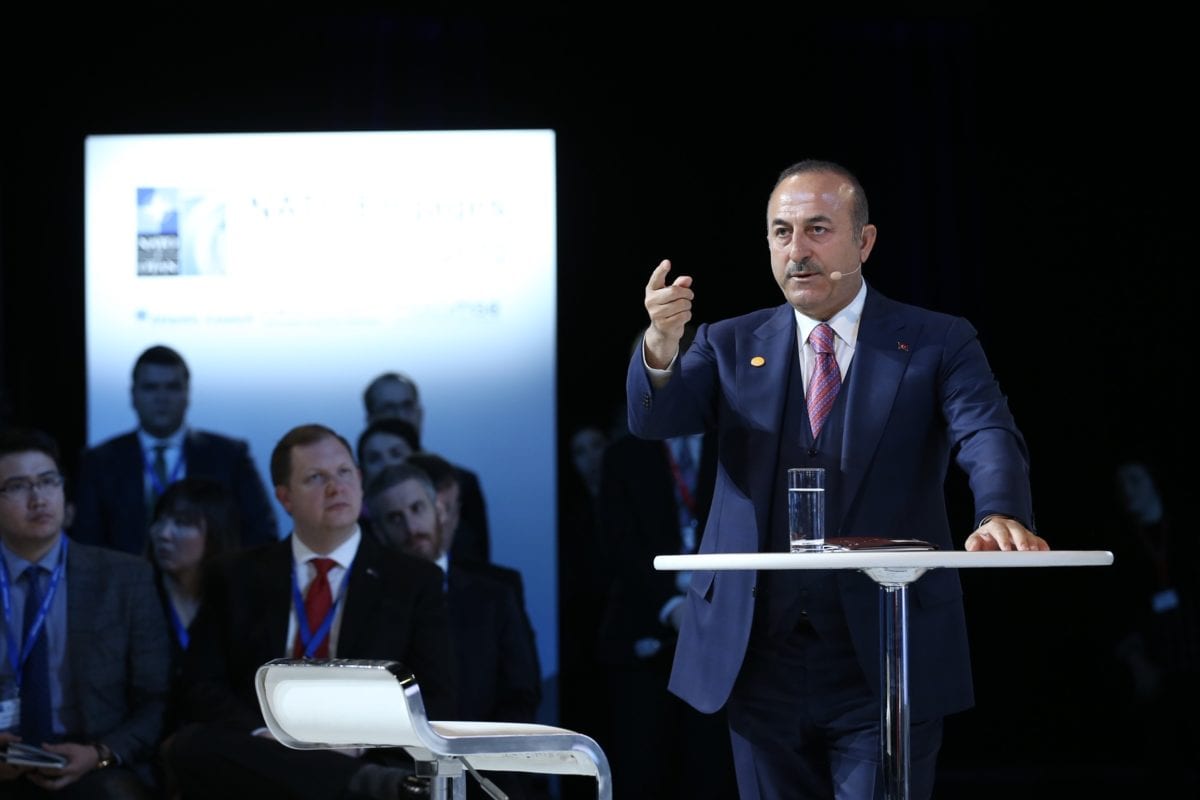 Turkish Foreign Affairs Minister Mevlut Cavusoglu makes a speech as he attends the panel named as “Turkey’s Role in NATO and Regional Security” that held by Atlantic Council, German Marshall Fund and Munich Security Conference in Washington, United States on 3 April 2019. [Fatih Aktaş - Anadolu Agency]