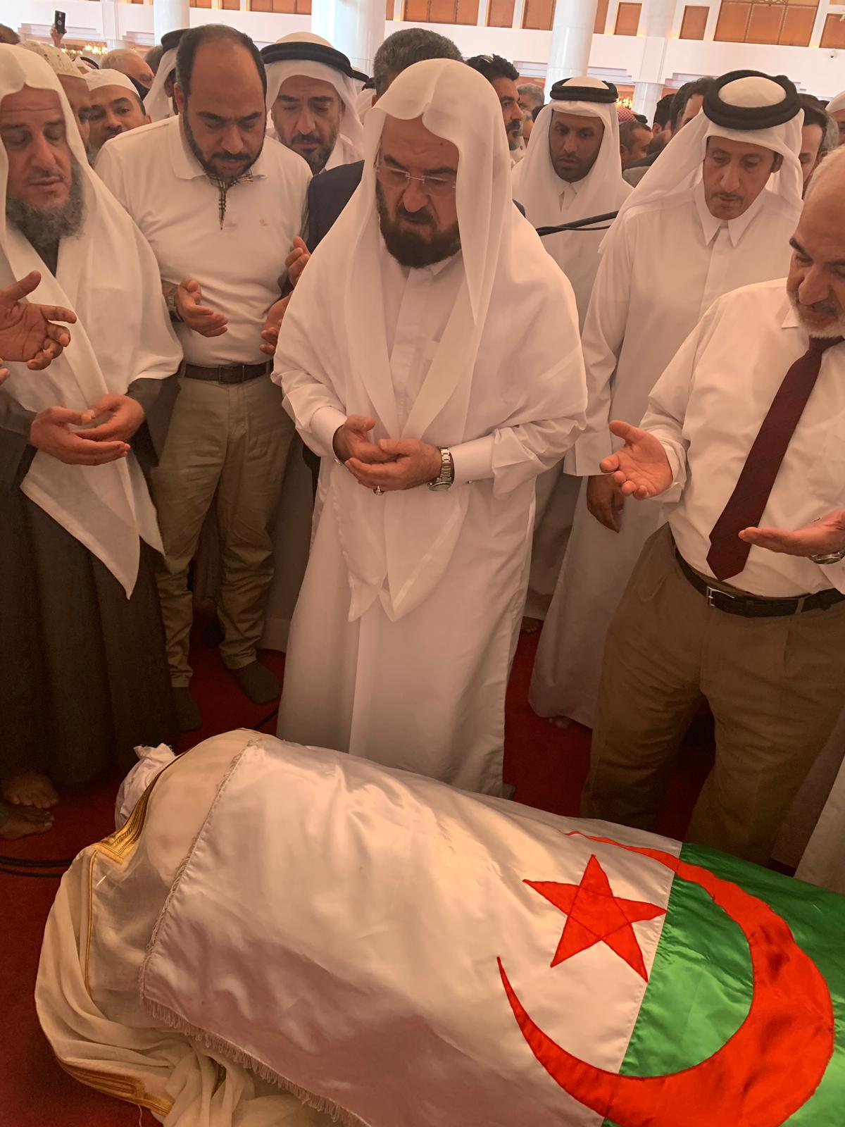 Funeral ceremony of one of the co-founders of Algerian political party Islamic Salvation Front Abbasi al-Madani held at Imam Muhammad ibn Abd al-Wahhab Mosque in Doha, Qatar on April 25, 2019. [Serdar Bitmez - Anadolu Agency]