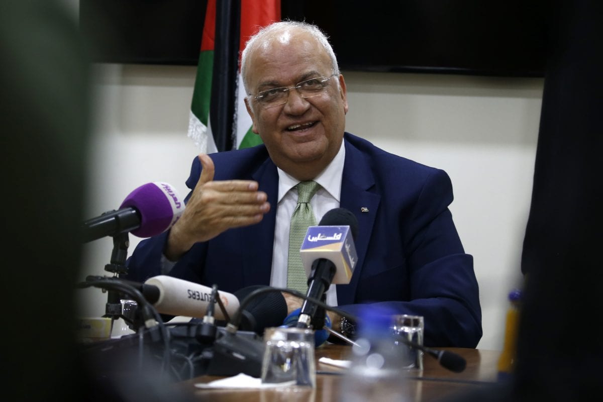 Saeb Erekat, secretary general of the Palestine Liberation Organisation (PLO) in Ramallah on 30 January, 2019 [ABBAS MOMANI / AFP / Getty]