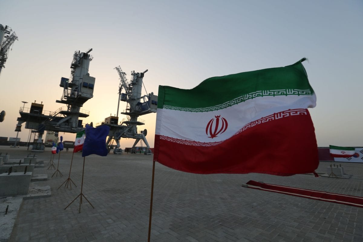 Iranian flags flutter during an inauguration ceremony for new equipment and infrastructure on February 25, 2019 at the Shahid Beheshti Port in the southeastern Iranian coastal city of Chabahar, on the Gulf of Oman. [ATTA KENARE / AFP/ Getty]