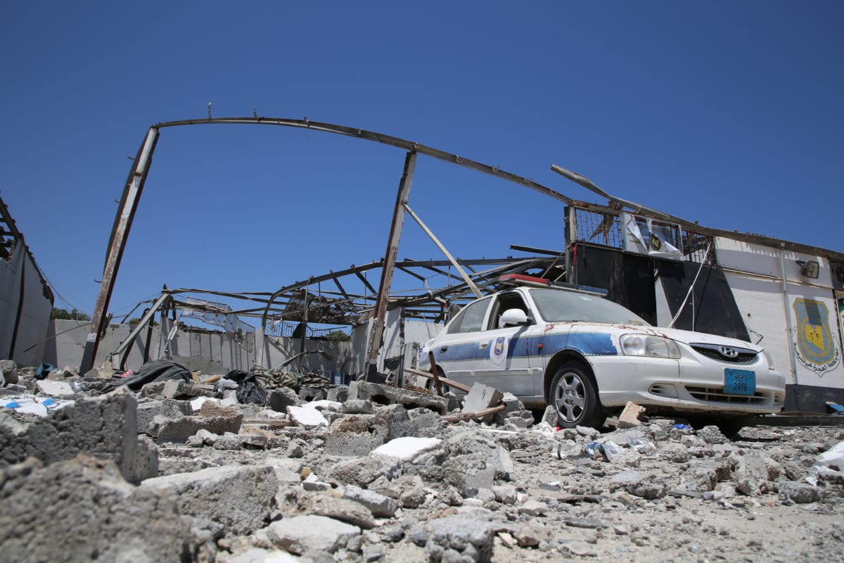 A view of the migrant shelter targeted by Haftar’s forces in Tripoli, Libya on July 03, 2019. [Hazem Turkia - Anadolu Agency]