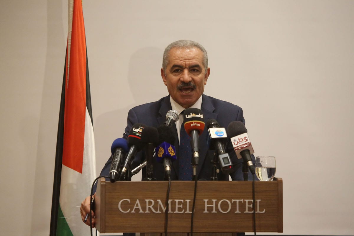 Palestinian Prime Minister Mohammad Shtayyeh speaks during the opening of the annual meeting of Council of the Socialist International on "The Two State Solution, Israel and Palestine, for Peace and a Future of Opportunities for the People of the Middle-East" in Ramallah, West Bank on 30 July 2019. [Issam Rimawi - Anadolu Agency]