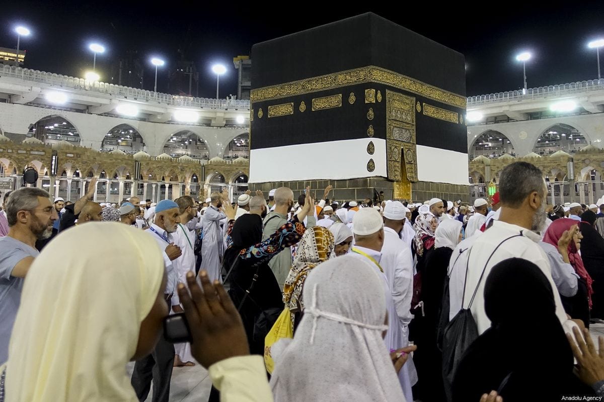 Muslim prospective Hajj pilgrims circumambulate the Kaaba at Masjid al-Haram in Mecca, Saudi Arabia on 2 August 2019. [Halil Sağırkaya - Anadolu Agency]