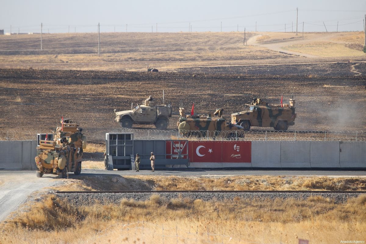 Armoured vehicles are seen as Turkey and the US start a joint ground patrols as part of efforts to establish safe zone east of Euphrates in Syria on 24 September 2019 [Emin Sansar/Anadolu Agency]