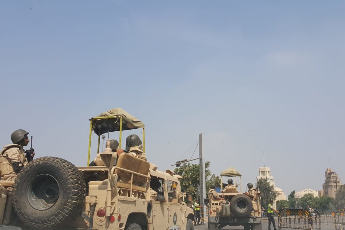 Roads to Tahrir Square are being blocked by Security forces to prevent Anti-government protests in Cairo, Egypt on 27 September 2019. [Stringer - Anadolu Agency]