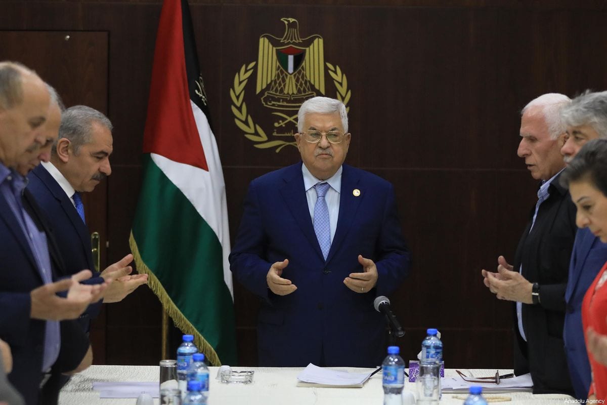 Palestinian President Mahmoud Abbas leads Palestine Liberation Organisation board meeting in Ramallah, West Bank on October 03, 2019 [İssam Rimawi / Anadolu Agency]