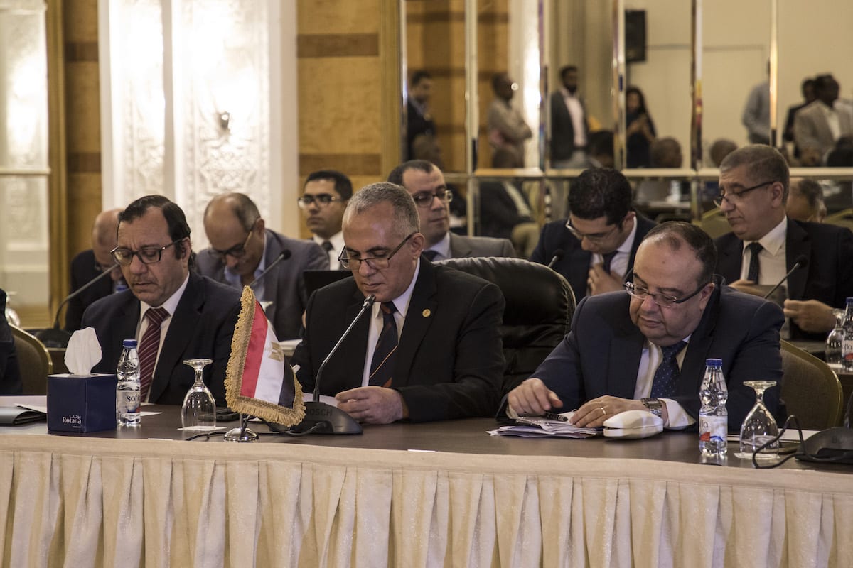 Egyptian Minister of Water Resources, Mohamed Abdul Ati attends the talks on Hidase (Nahda) Dam, built on the Blue Nile River in Ethiopia, between Sudan and Egypt in Khartoum, Sudan on 4 October 2019 [Mahmoud Hajaj / Anadolu Agency]