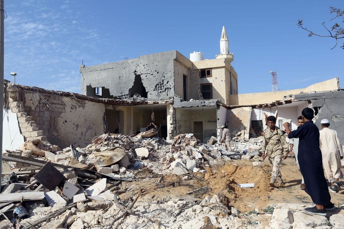 A view of a house hit by airstrike of the Haftar’s forces in Tripoli, Libya on October 14 2019. Three people were killed, two others were wounded in the airstrike in Tripoli's Farnaj area [Hazem Turkia / Anadolu Agency]