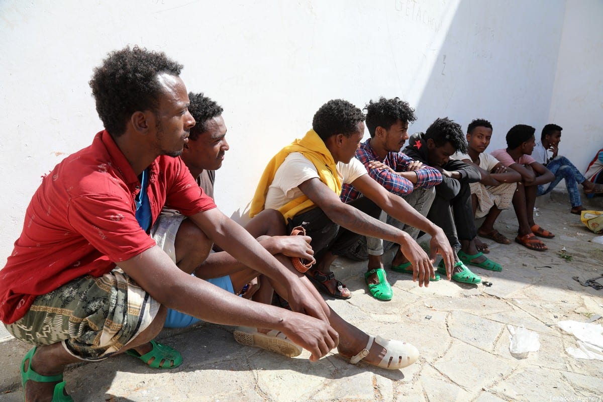 Irregular African migrants are seen at a prison in Taizz, Yemen on 25 December 2019. [Abdulnaser Alseddik - Anadolu Agency]