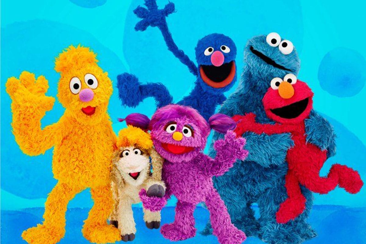Sesame Workshop's new show “Ahlan Simsim” will feature, from left, Jad, Ma'zooza, Basma, Grover, Cookie Monster and Elmo for the Arabic TV program that will focus on helping Syrian refugees [Twitter]