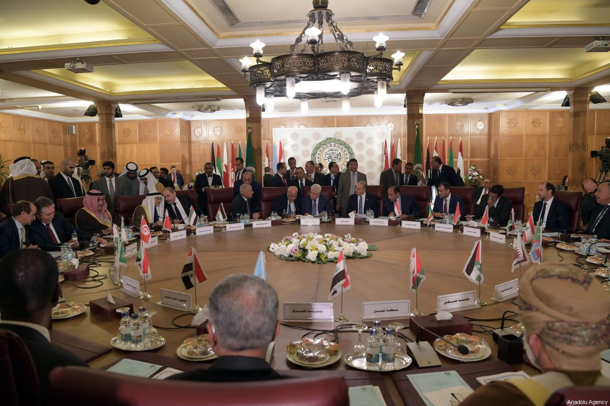 A general view from Arab League Foreign Ministers' extraordinary meeting on U.S. President Donald Trump’s so-called Middle East peace plan in Cairo, Egypt on February 1, 2020 [Thaer Ghanaim/Palestinian Presidency/Handout - Anadolu Agency]