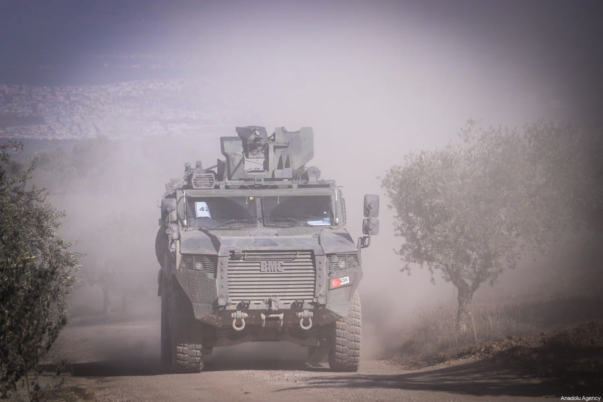 A convoy of Armed Forces' armoured vehicles including personnel carriers, on February 10, 2020, in Hatay, Turkey [Burak Milli/Anadolu Agency]