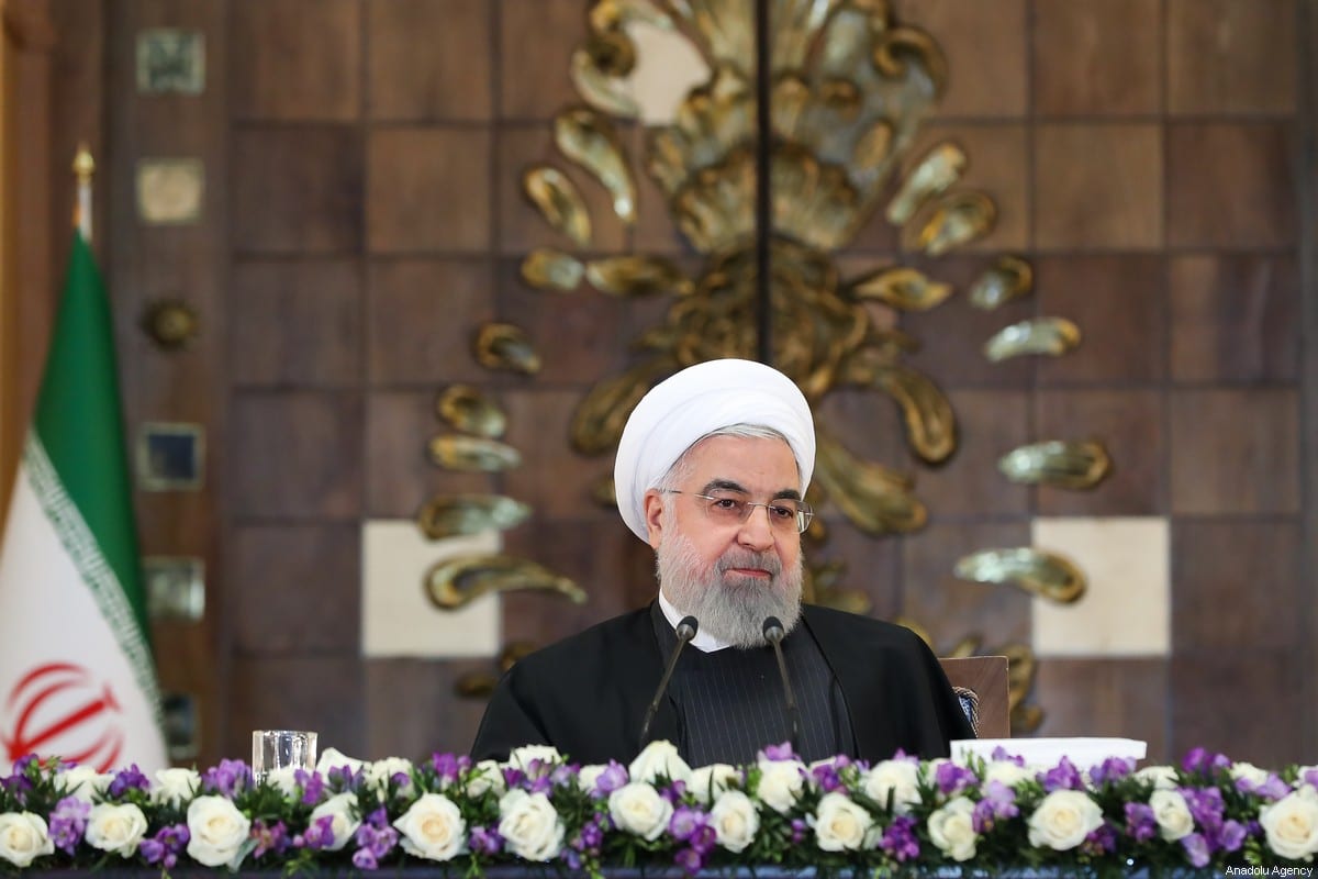 Iranian President Hassan Rouhani speaks during a meeting with ambassadors and officials of international organisations in Tehran, Iran on February 10, 2020 [Iranian Presidency / Handout - Anadolu Agency]