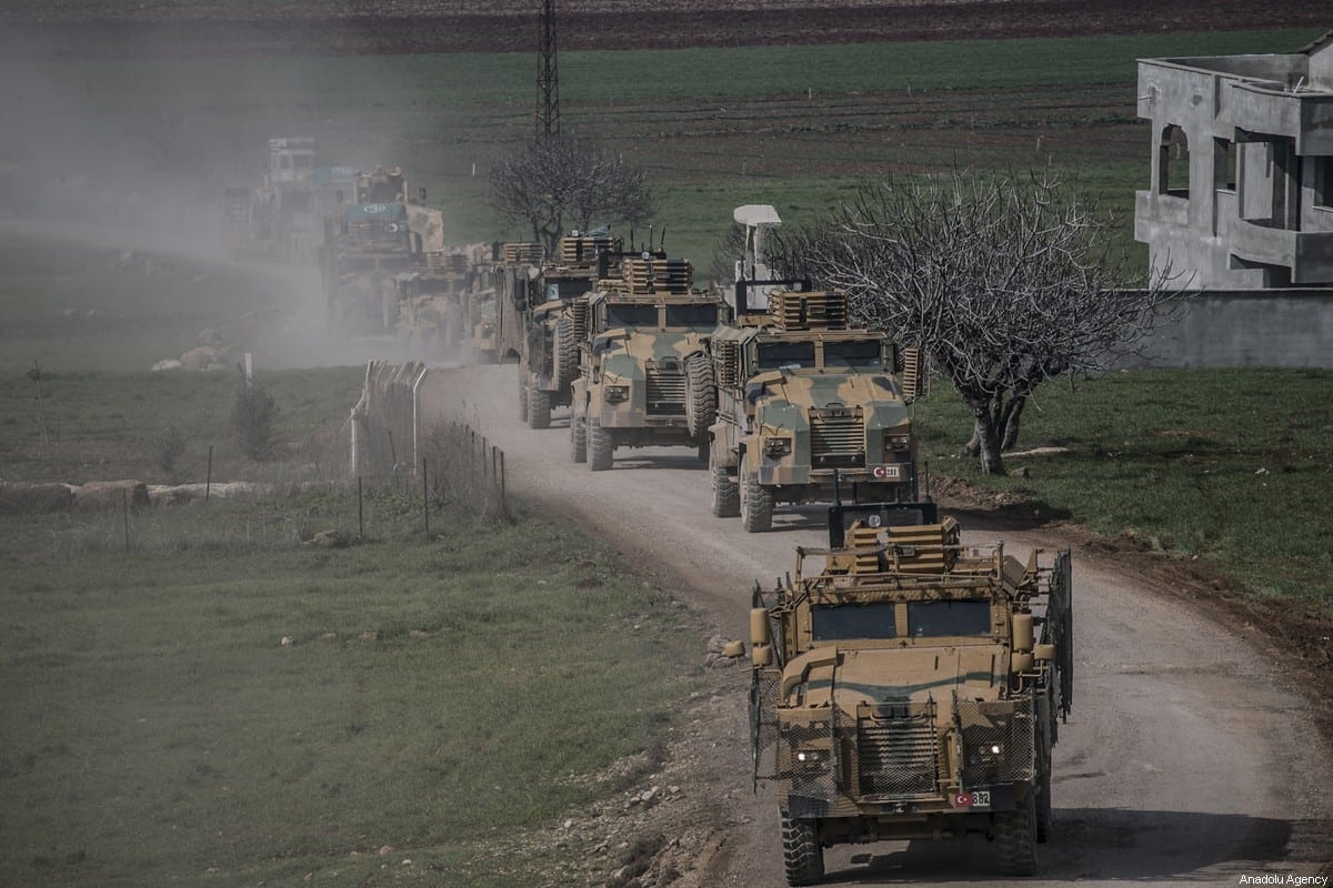 Vehicles of Turkish Armed Forces are being deployed to the Syrian border on 16 February 2020 [Cem Genco/Anadolu Agency]