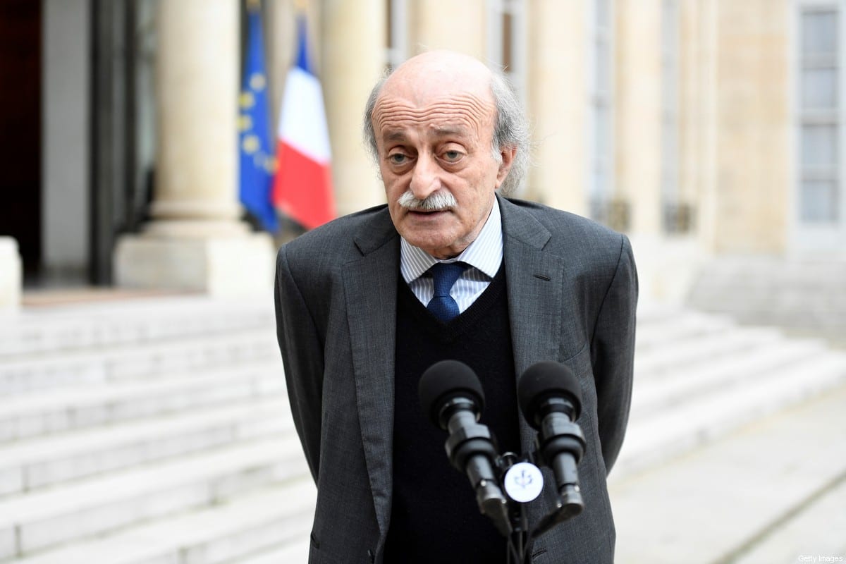 Lebanese Druze leader Walid Joumblatt makes a statement at the Elysee Presidential Palace in Paris, France on February 21, 2017 [STEPHANE DE SAKUTIN/AFP via Getty Images]