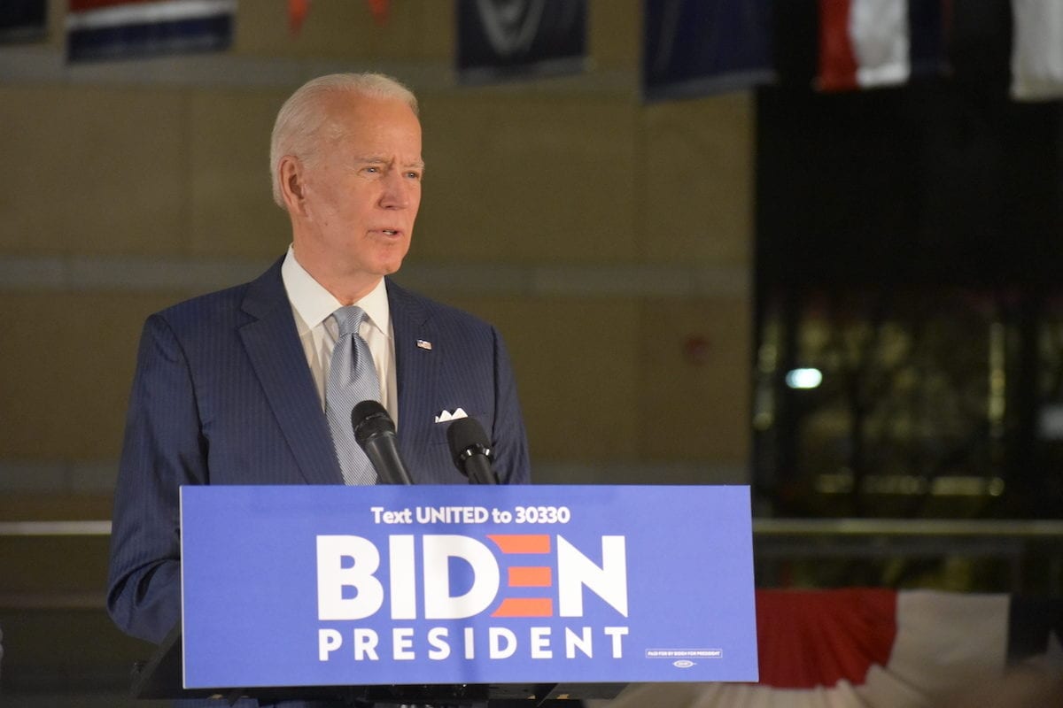 Former US Vice President Joe Biden delivers remarks at the National Constitution Center in Philadelphia, PA, United States on 10 March 2020. [Kyle Mazza - Anadolu Agency]