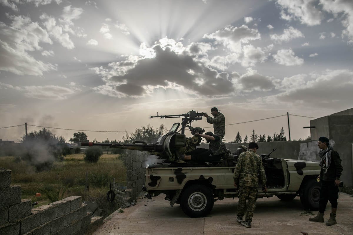 Libyan Army forces attend "Operation Peace Storm" of the Libya’s Government of National Accord (GNA) against the forces of warlord Khalifa Haftar in Tripoli, Libya on 27 March 2020. [Amru Salahuddien - Anadolu Agency]