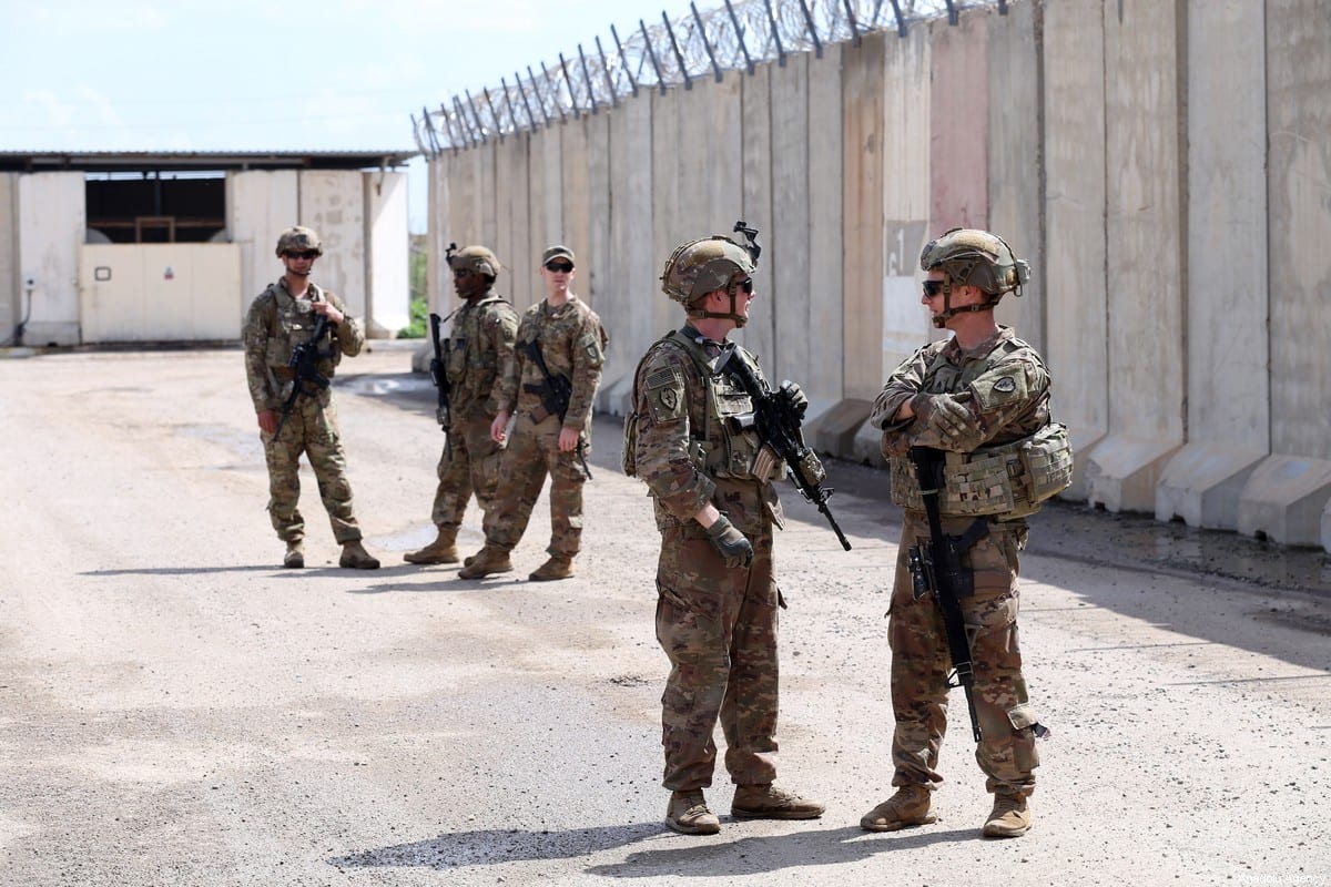 US soldiers at the Taji Military Base in Baghdad, Iraq on August 23, 2020 [Murtadha Al-Sudani/Anadolu Agency]