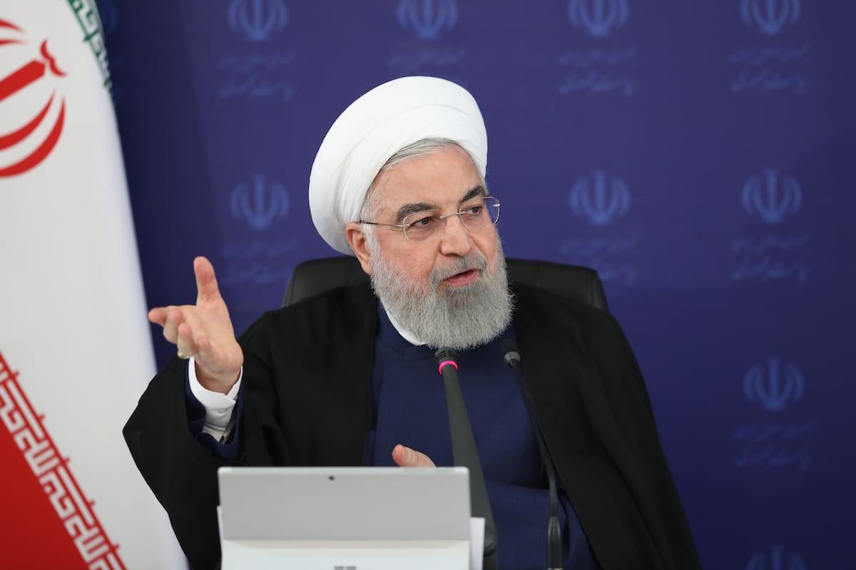 Iranian President Hassan Rouhani speaks during National Committee on Combating Coronavirus (COVID-19) meeting in Tehran, Iran on 26 April, 2020 [Presidency Of Iran/ Handout/Anadolu Agency]