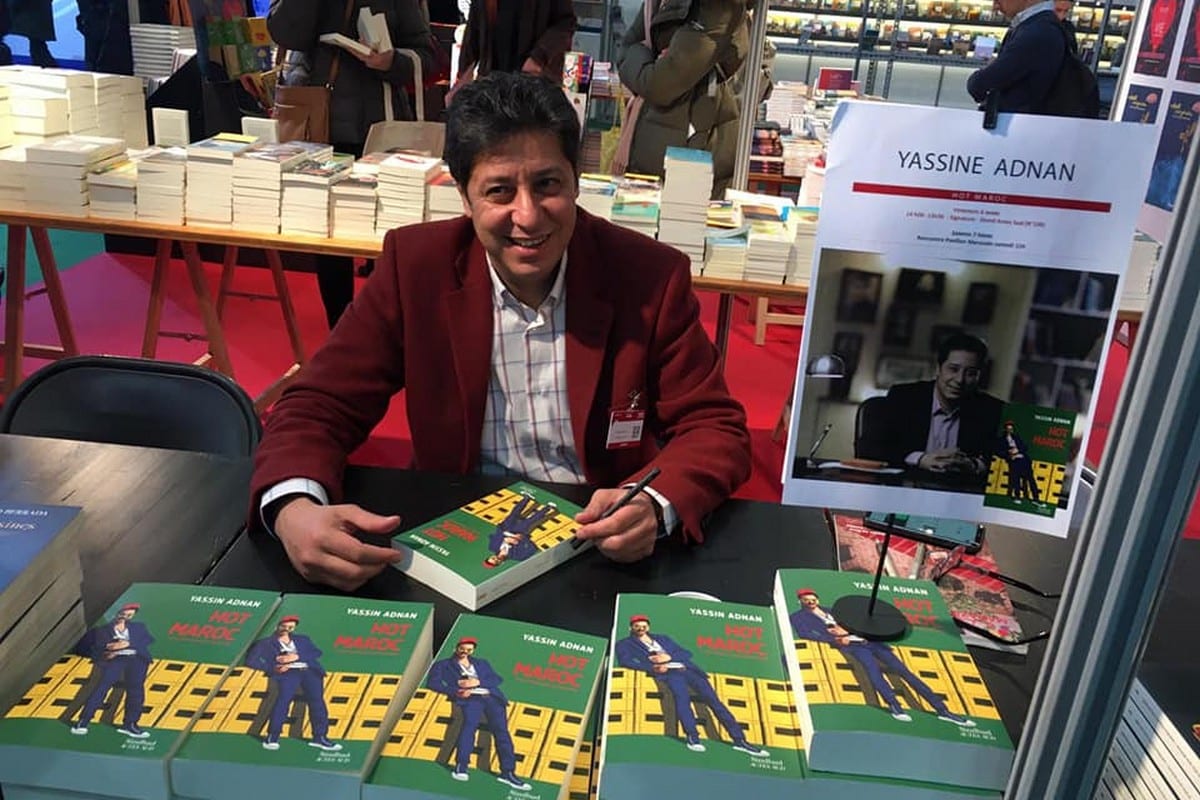 Yassin Adnan at a book signing of his first novel Hot Maroc on 7 March 2020 [Yassin Adnan/Twitter]