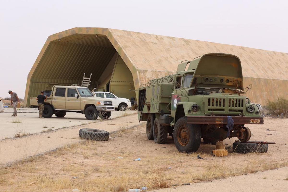 TRIPOLI, LIBYA MAY 18 Members of Libya’s army inspect airbase after