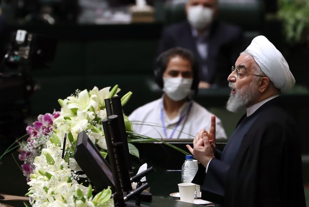 President of Iran Hassan Rouhani speaks during the first official session of 11th round of the Iranian parliament after its opening ceremony in Tehran, Iran on 27 May 2020. [Fatemeh Bahrami - Anadolu Agency]