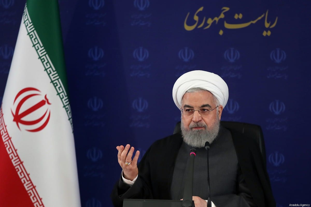 Iranian President Hassan Rouhani makes statements on recent developments regarding the pandemic process at National Combat Board Meeting with Coronavirus in Tehran, Iran on 6 June 2020. [Iranian Presidency / Handout - Anadolu Agency]