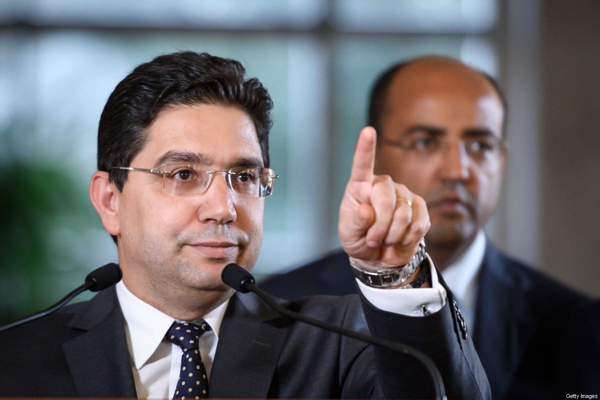 Moroccan Foreign Minister Nasser Bourita attends a press briefing closing two days of talks on the Western Sahara region, a disputed region since 2012, on December 6, 2018 at the UN Offices in Geneva. (Photo by Fabrice COFFRINI / AFP) (Photo credit should read FABRICE COFFRINI/AFP via Getty Images)