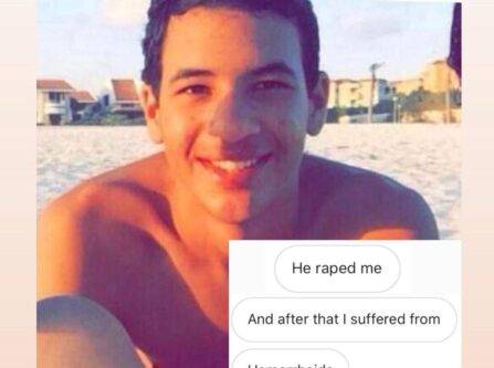 A graphic calling Ahmed Bassem Zaki a rapist, posted on an Instagram profile claiming to collect evidence against him [assaultpolice / Instragram]