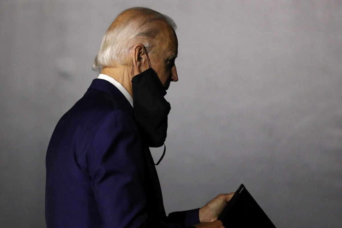 Democratic presidential candidate former Vice President Joe Biden walks away after speaking at the Chase Center July 14, 2020 in Wilmington, Delaware. [Chip Somodevilla/Getty Images]
