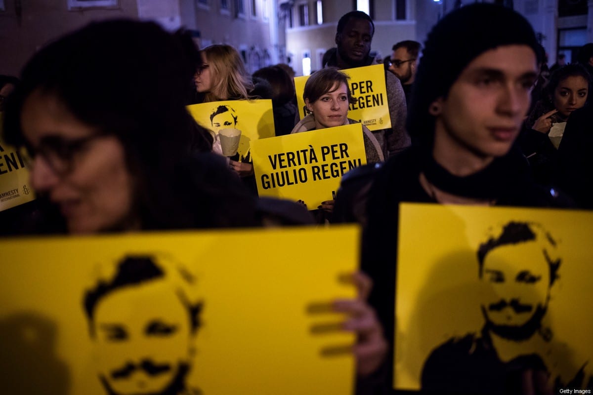 Candlelight procession for Italian student Giulio Regeni who was murdered in Egypt on 25 January 2018 [Antonio Masiello/Getty Images]