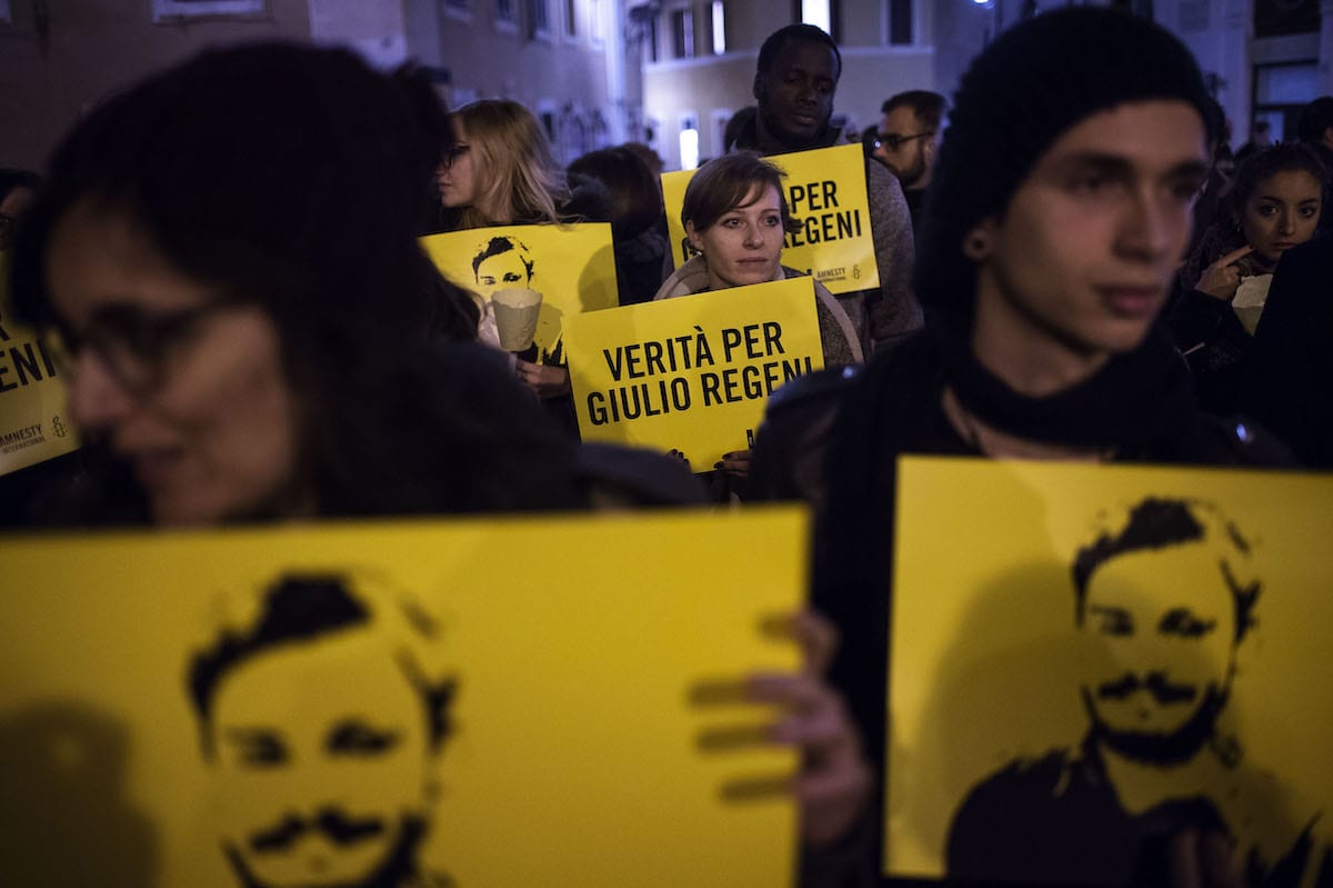 Candlelight procession for Italian student Giulio Regeni who was murdered in Egypt, 25 January 2018 [Antonio Masiello/Getty Images]