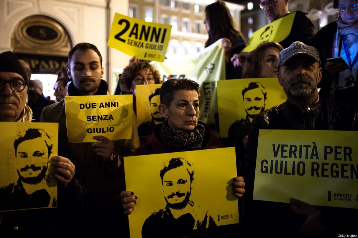 Candlelight procession for Italian student Giulio Regeni who was murdered in Egypt on 25 January 2018 [Antonio Masiello/Getty Images]