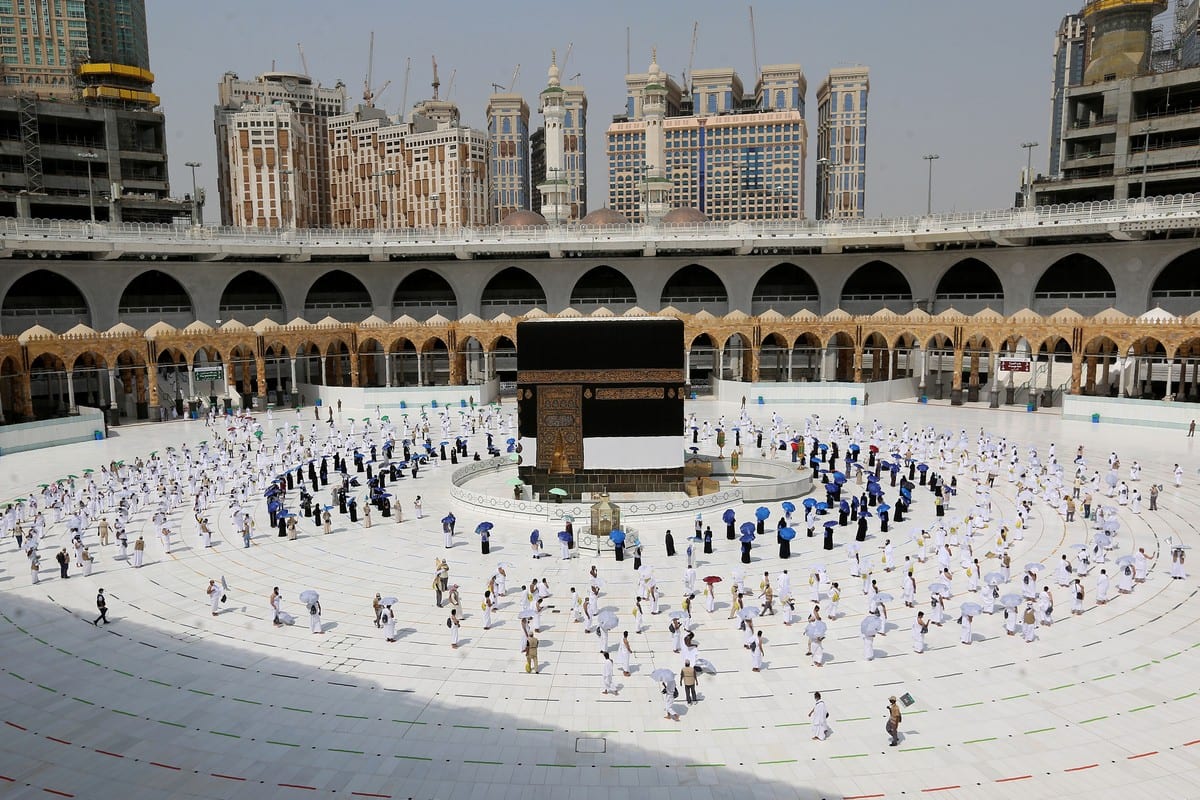 Pilgrims around the Kaaba during Hajj season on 29 July 2020 [STR/AFP/Getty Images]