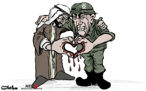 The UAE normalise ties with Israel - Cartoon [Sabaaneh/MiddleEastMonitor]