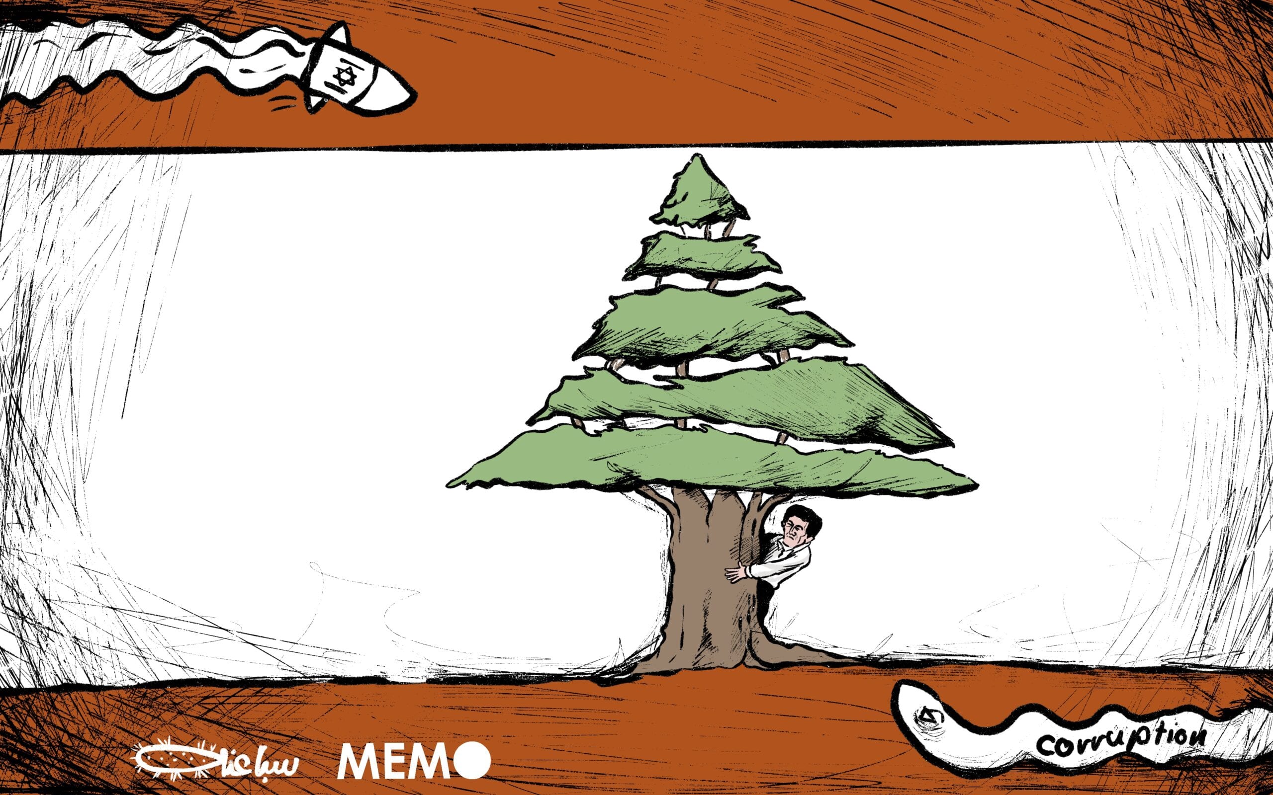 Tensions between Lebanon and Israel at the border - Cartoon [Sabaaneh/MiddleEastMonitor]