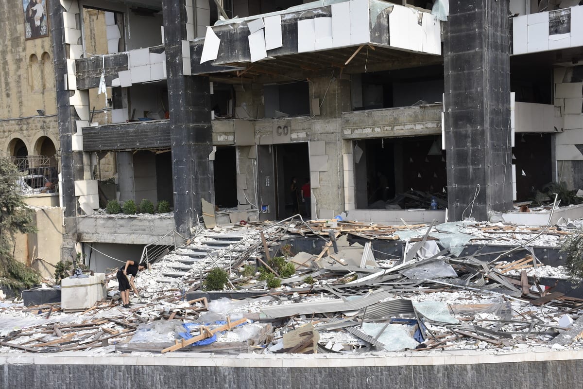 Destroyed buildings after a fire at a warehouse with explosives at the Port of Beirut led to massive blasts in Beirut, Lebanon on 6 August 2020 [Mahmut Geldi/Anadolu Agency]