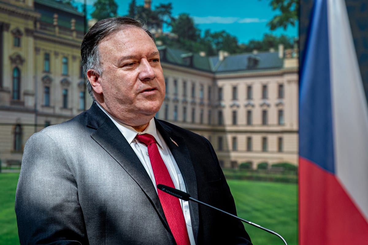 US Secretary of State Mike Pompeo in Prague on 11 August 2020 [Lukas Kabon/Anadolu Agency]