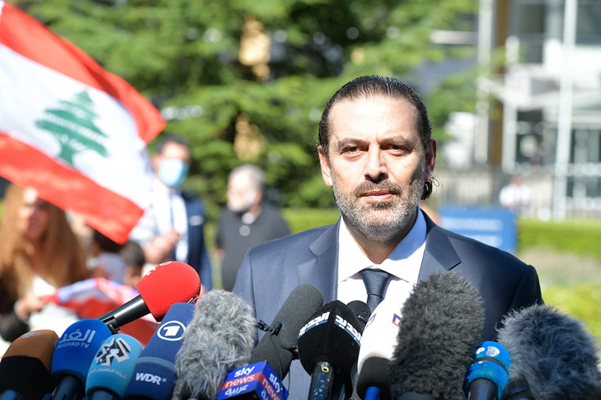 Former Lebanese Prime Minister Saad al-Hariri speaks to the press after leaving the Lebanon Tribunal after the ruling on the assassination of ex-Prime Minister Rafik Al Hariri of Lebanon in Leidschendam, The Netherlands on 18 August 2020. [Saad al-Hariri Press Office/Handout - Anadolu Agency]