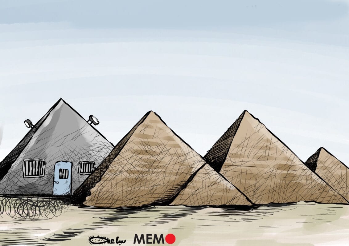The infamous Scorpio Prison in Cairo, Egypt - Cartoon [Sabaaneh/MiddleEastMonitor]