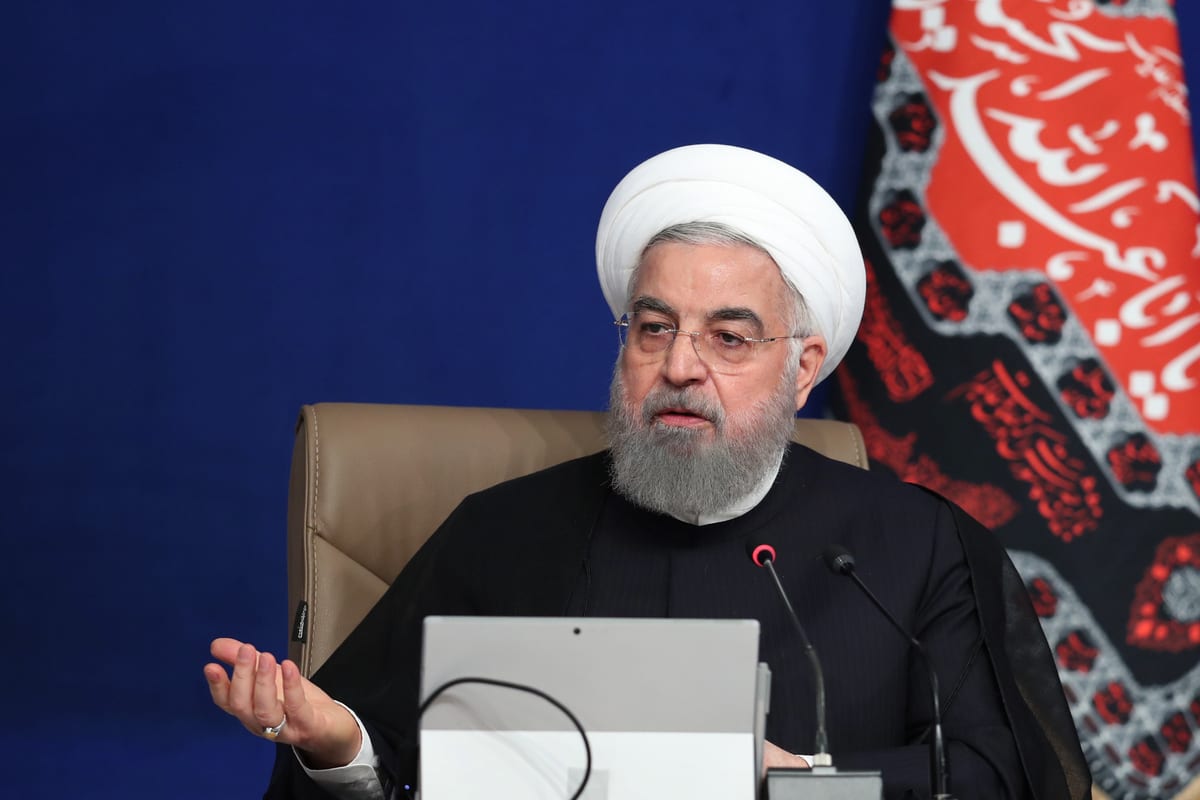 Iranian President Hassan Rouhani makes statements on the United States' sanctions against Iran during a press conference in Tehran, Iran on September 02, 2020 [Iranian Presidency / Handout - Anadolu Agency]