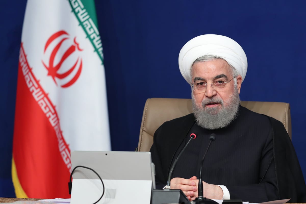 Iranian Presiden Hassan Rouhani makes statesments on the United States' sanctions against Iran during a press conference in Tehran, Iran on 2 September 2020. [Iranian Presidency / Handout - Anadolu Agency]