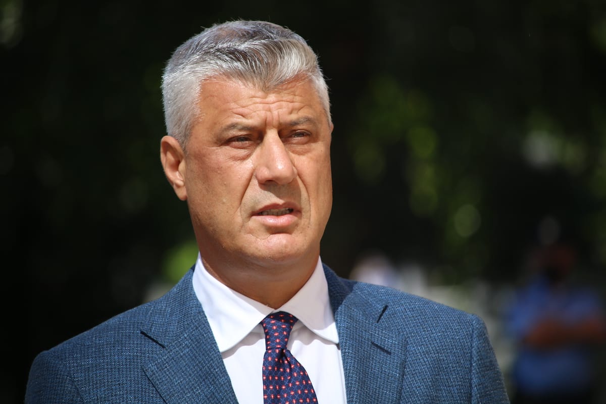 PRISTINA, KOSOVO – SEPTEMBER 07: President of Kosovo Hashim Thaci holds