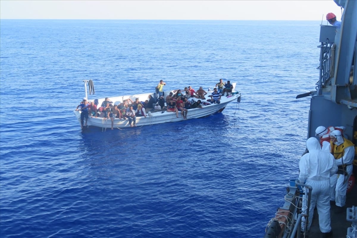 Migrants at sea on 14 September 2020 [Ministry Of National Defence/Anadolu Agency]