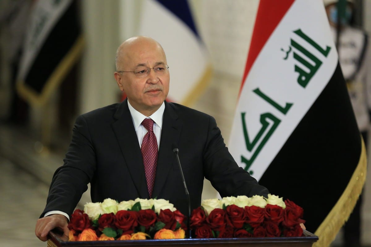 Iraqi President Barham Salih during a press conference in Baghdad, Iraq on September 02, 2020 [Murtadha Al-Sudani/Anadolu Agency]