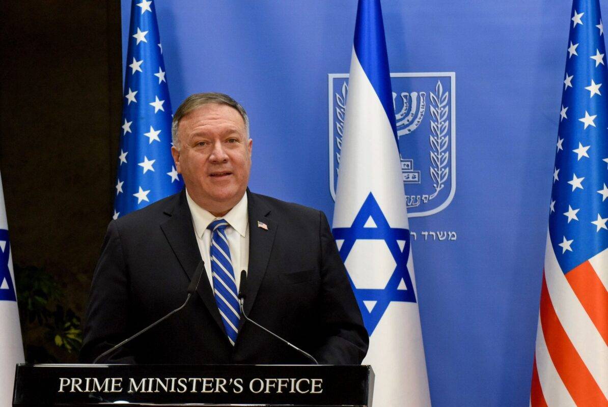 US Secretary of State Mike Pompeo in Jerusalem, on 24 August 2020 [DEBBIE HILL/AFP/Getty Images]